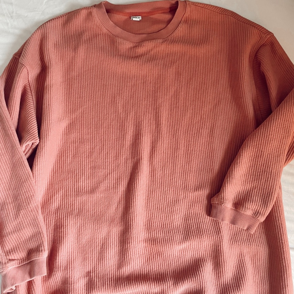 pink aerie ribbed crewneck